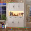 71.6"H Kitchen Pantry With LED Lights, Large Kitchen Hutch Storage With Microwave Shelf & Charge Station-1358240699