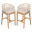 Tabouret de bar en bois et corde Laguna, ensemble de 2