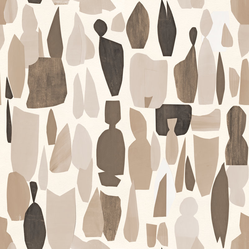 Rouleau de papier peint L 33 pi x l 20,5 po Gurminder Collage, Brun