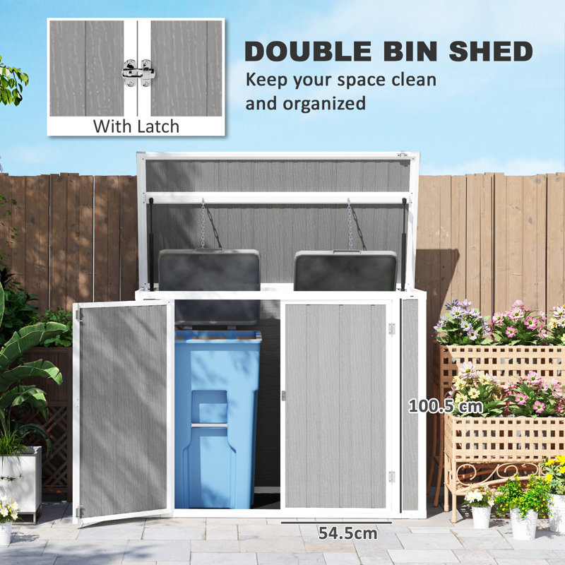 Trash Can Shed 5 ft. W 2 ft. D Polypropylene Garbage Shed, Grey