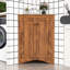 Armoire de rangement autoportante triangulaire pour salle de bain avec tablettes réglables-735184421