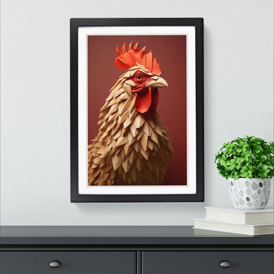 Chicken Minimalism - Single Picture Frame Print on Wood
