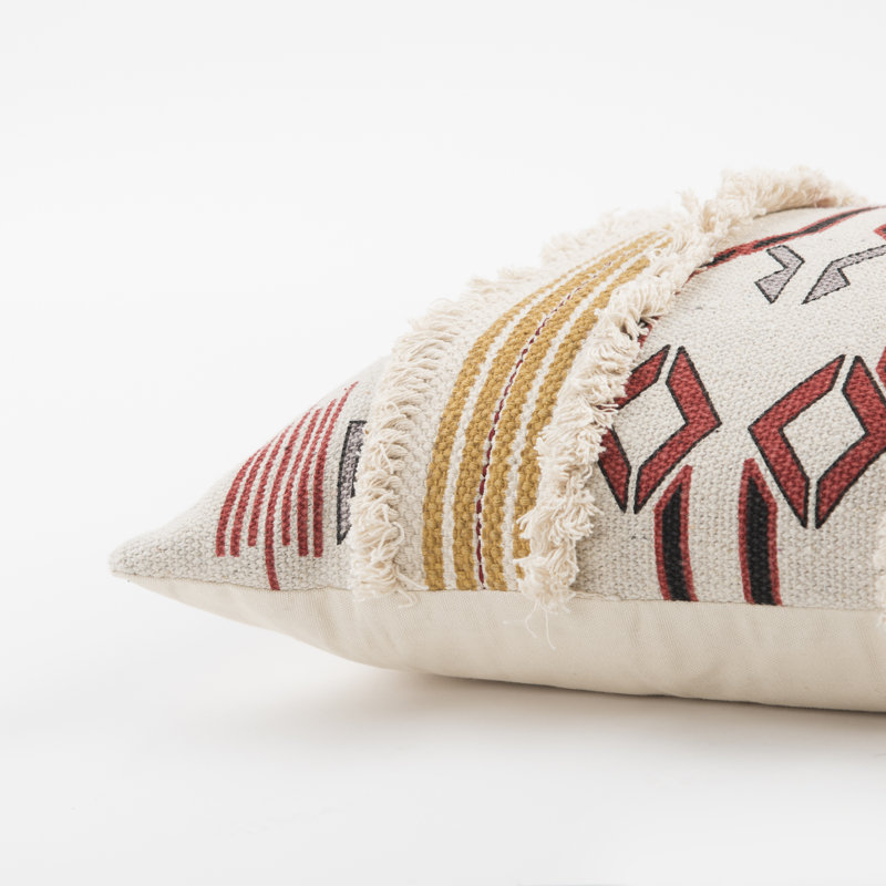 Southwestern Red and Gold Cotton Tribal Throw Pillow