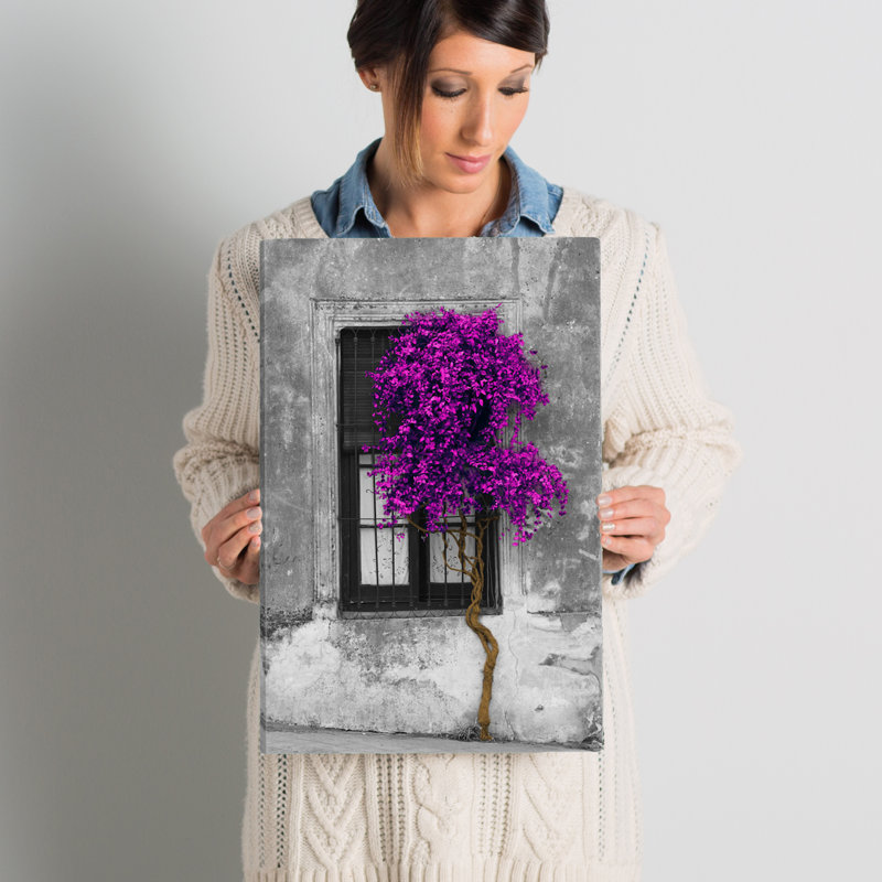 Tree in Front of Window Purple Pop Colour Pop by Panoramic Images - Print, 26" H x 18" W x 1.5" D, Canvas