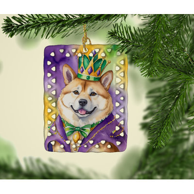 Ornement en porcelaine Akita King of Mardi Gras