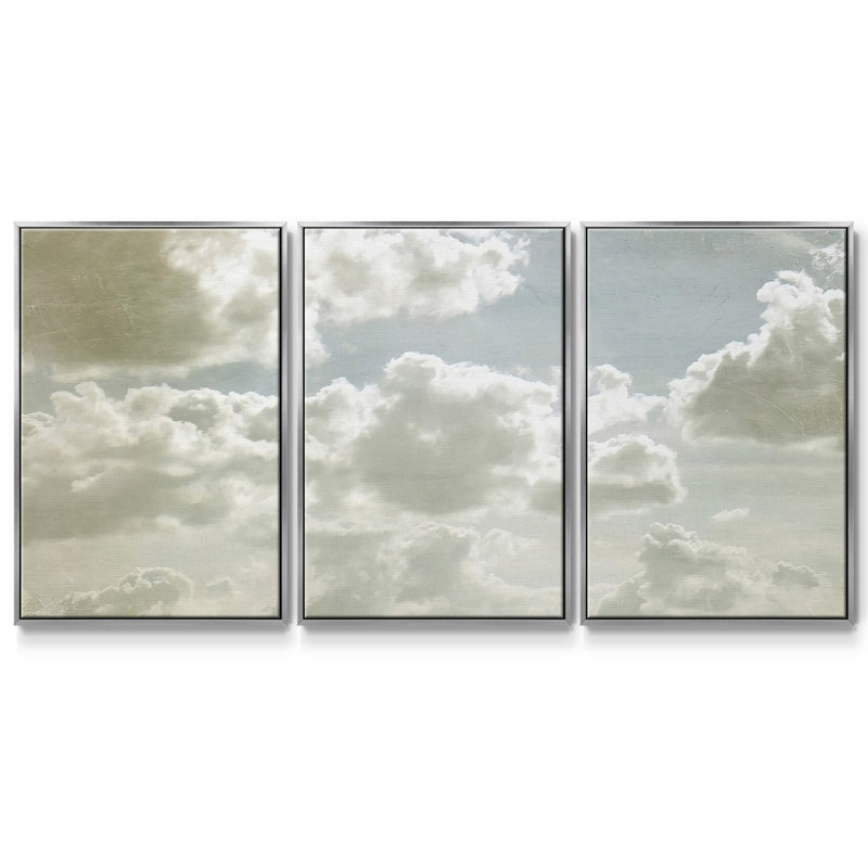 Sky Scrapers IV - Toile encadrée multi-pièces, Argent, H 40 po x l 78 po x P 2 po