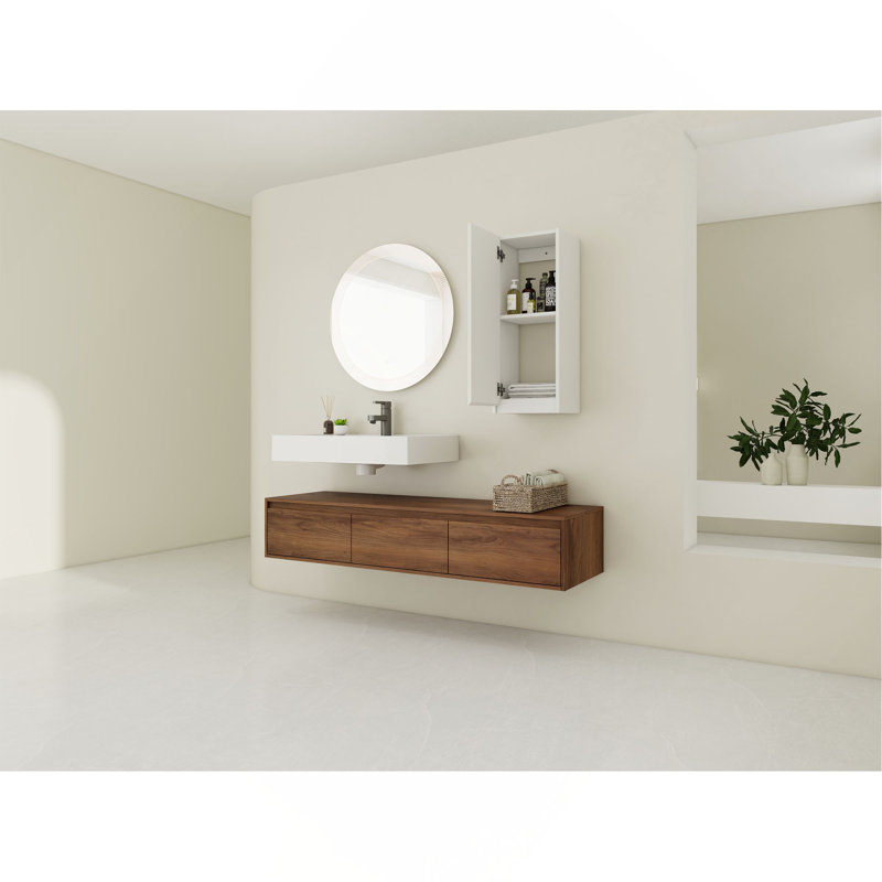 Meuble-lavabo mural spacieux et élégant avec lavabo en résine durable et nombreuses options de rangement