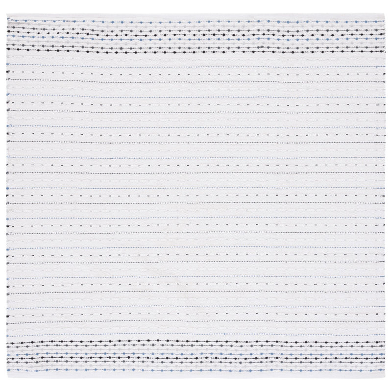 Breckenridge Flat Weave Cotton Striped Rug, Square 6'