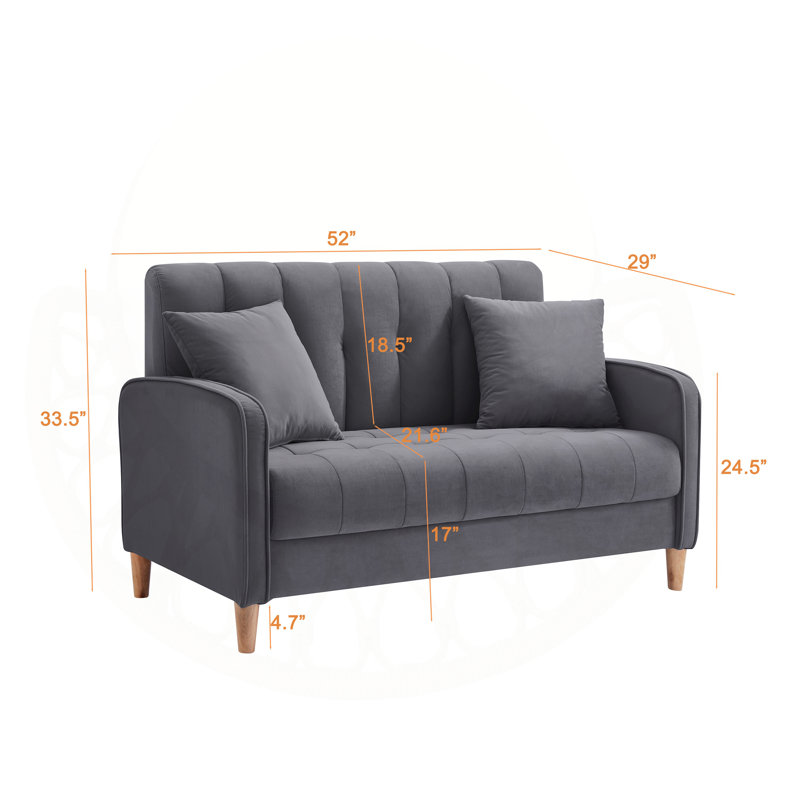 Charming Velvet Tufted Loveseat for Compact Living Spaces, Enhancing Comfort and Style, Grey
