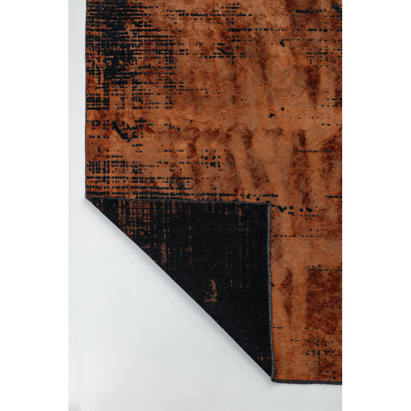 Orange/Black Camouflage Luxury Area Rug, Rectangle 7'10" x 11'2"
