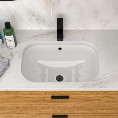 Lavabo de salle de bain encastré en céramique avec trop-plein 22 po x 15 po x 8,3 po