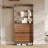 Narrow Shoe Cabinet With 2 Flip Drawers, Fluted Shoe Storage Cabinet With Coat Rack, 2-in-1 Hall Tree Slim Shoe Rack Organizer For Entryway-1294823166