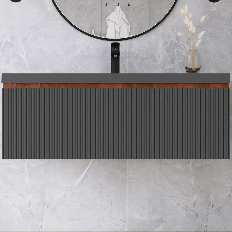 Meuble-lavabo mural simple 42 po avec comptoir en quartz 42 po, 42''