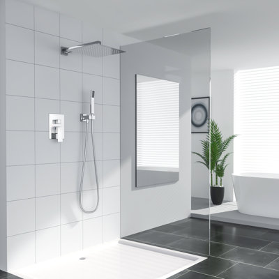 Pomme de douche carrée 12 po Système de douche mural Ensemble de douche mélangeur de pluie luxueux Corps et garniture de robinet inclus