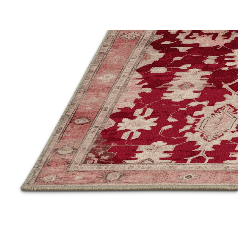 Tapis beige surteint lavable à la machine, Rond 3 pi