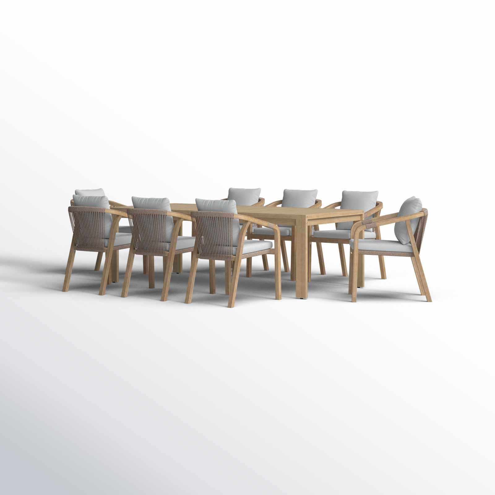 Joly 87" Acacia Patio Dining Set, Off White