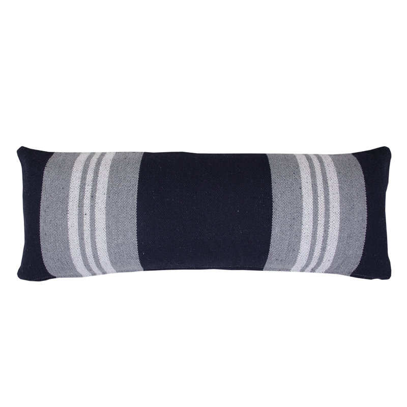 Housse et insert de coussin rectangulaire double en coton Club, Bleu marine / rayures grises 1