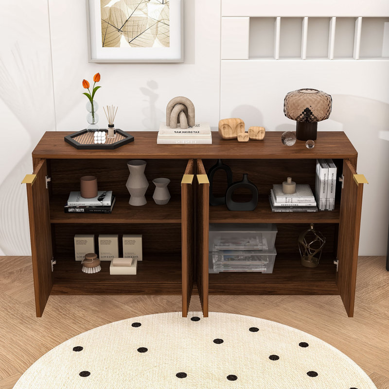 Buffet avec rangement caché Rustic Wave, Noyer