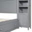 Grand lit confortable avec armoire intégrée, tablettes et prises de courant - Douilles de rangement intégrées grises et impressionnantes