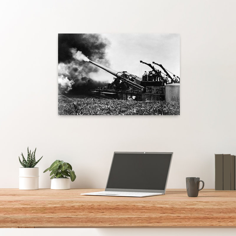 Art mural rétro rétro de la Seconde Guerre mondiale, artillerie des années 1940, H 24 po x l 16 po