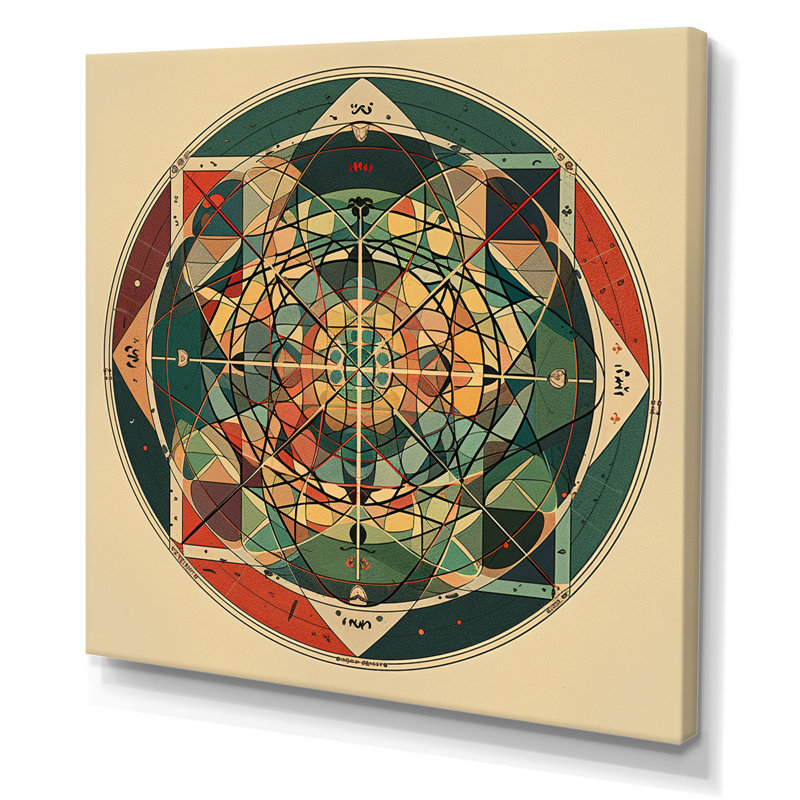 Sacrée mystère rétro Alchimie mandala I sur toile, H 36 po x l 36 po, Toile tendue