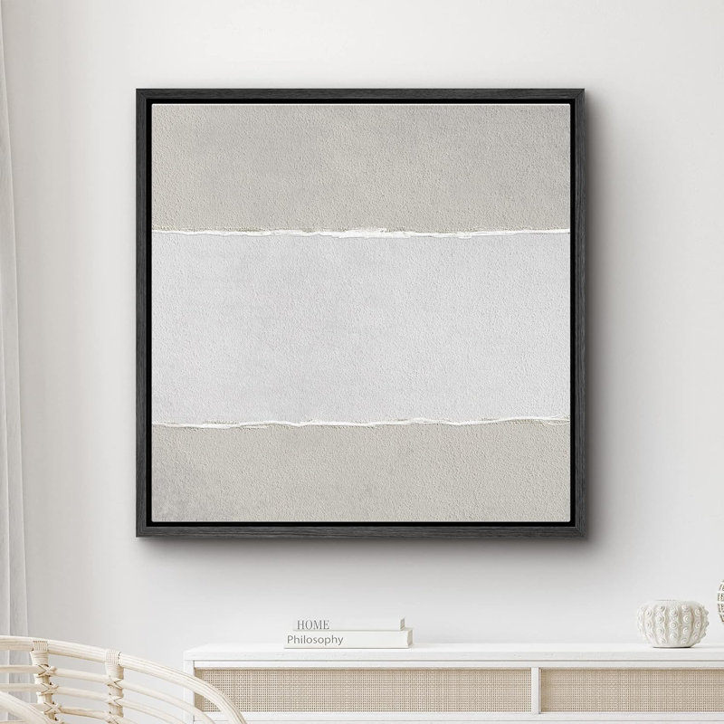 Motif géométrique à rayures géométriques sur fond gris, Noir, H 24 po x l 24 po x P 1,5 po