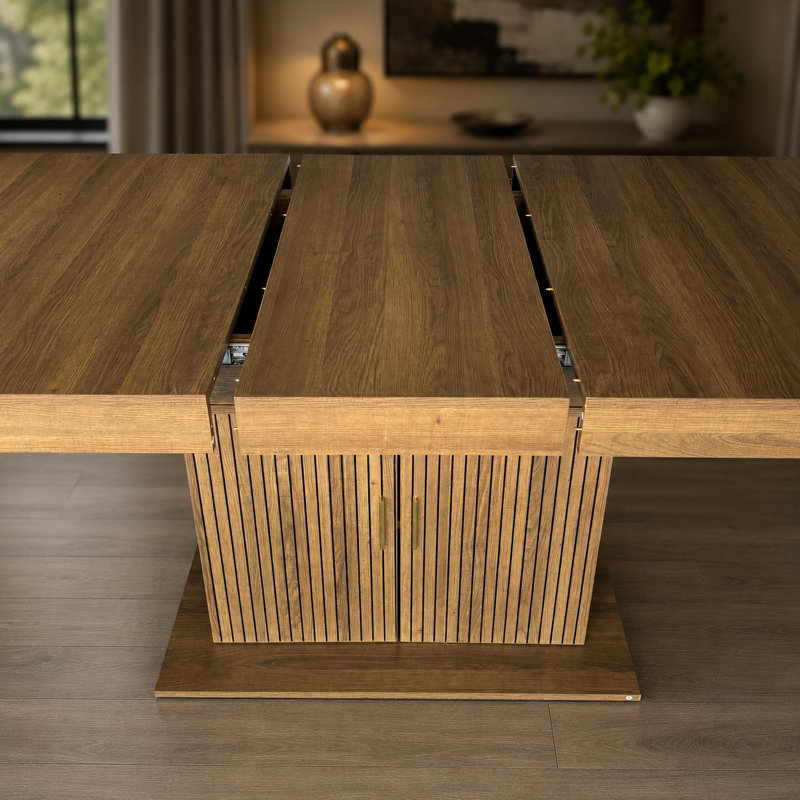 Table de salle à manger extensible UNAROZ avec armoire de rangement pour 6 à 10 personnes