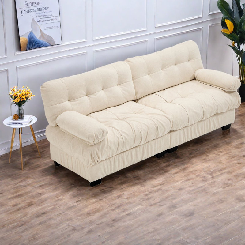 Canapés profonds à assise profonde, canapé beige moderne à structure en bois pour la maison