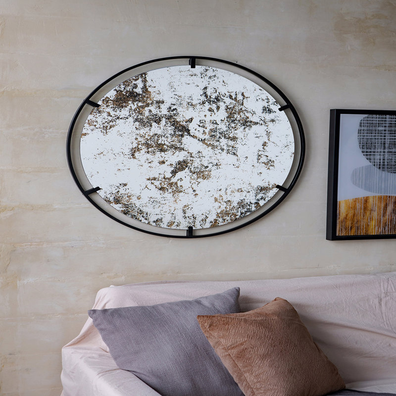 Mirror With Industrial Design Round Mirror With Metal Frame