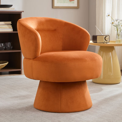 Fauteuil d'appoint pivotant en velours de 24,02 po de largeur et fauteuil pivotant à 360 ° moderne pour le salon et la chambre à coucher