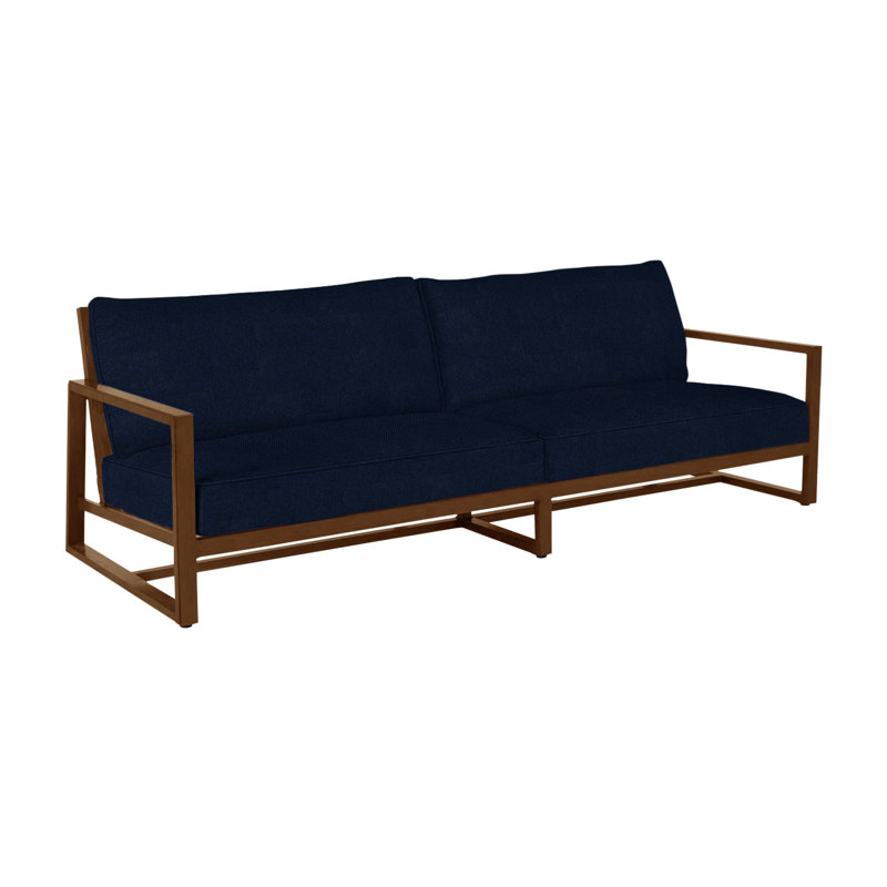 Avondale Aluminum Sofa - Oak, Welt, Indigo Velvet, Oak