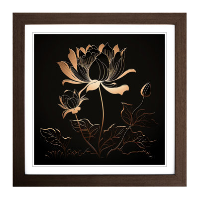 Lotus Flower Silhouette No.1 - Single Picture Frame Print on Wood