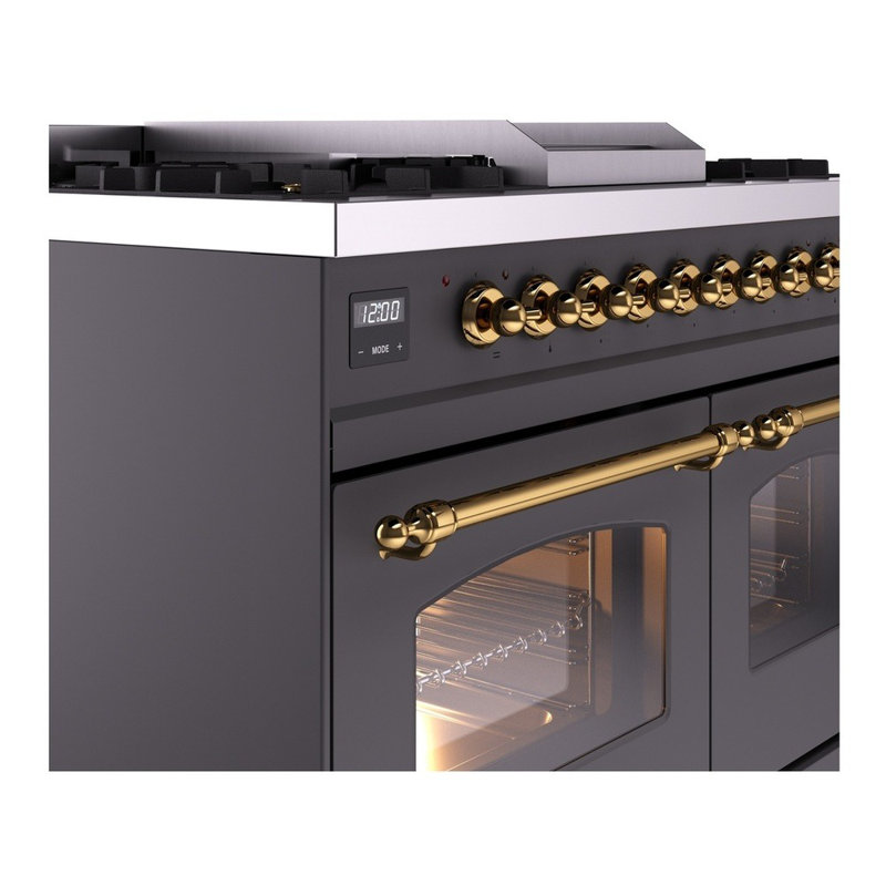 ILVE Nostalgie II Series 40 inch Dual Fuel Range with 6 Sealed Burners, Griddle (Glass Door), Natural Gas