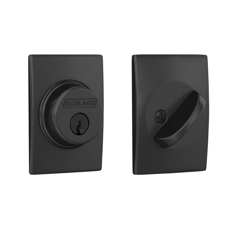 Single Cylinder Deadbolt with Century Trim, Matte Black