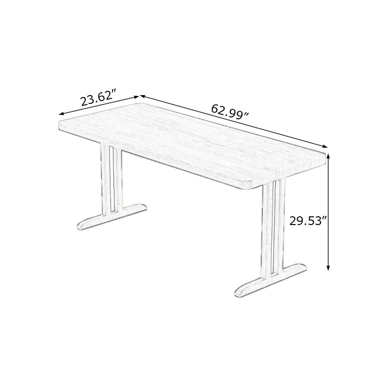 Bureaux rectangulaires en bois massif noyer, H 29,53 po x l 62,99 po x P 23,62 po