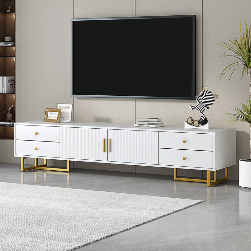 Meuble télé VIBE HAUS pour téléviseur de 65 po et plus, Blanc