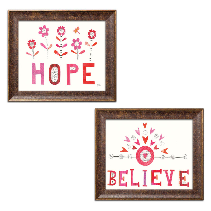 2 - Piece, Brown Framed Paper, 11" H x 14" W x 1.5" D