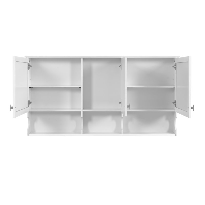 Armoire à miroir 55 "demi-lune avec tablettes ouvertes et rangement réglable