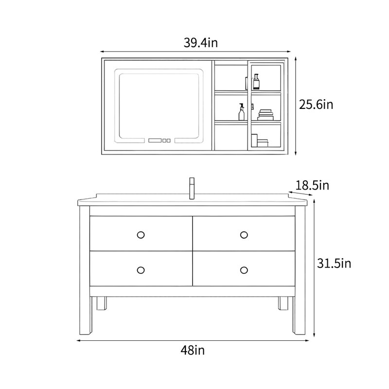 Meuble-lavabo moderne de style japonais.