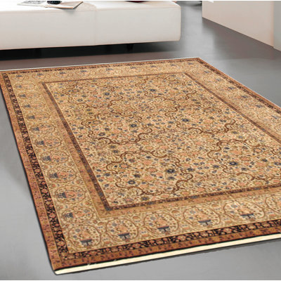 Azerbaijan One-of-a-Kind 13'9" x 15'4" 2010s Rectangle Wool Area Rug in Beige and Brown
