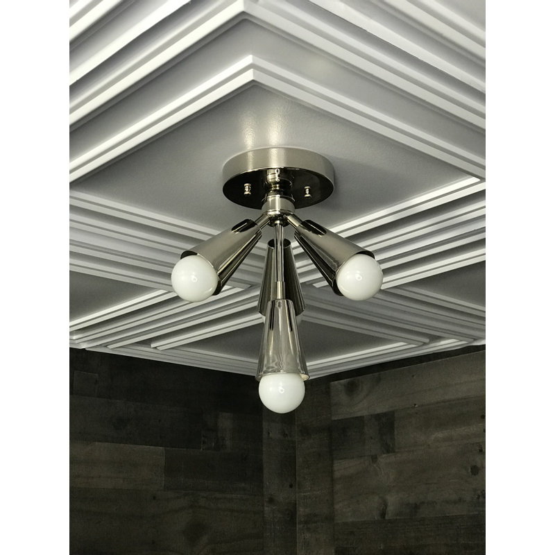 Nika Semi Flush Mount, Polished Nickel