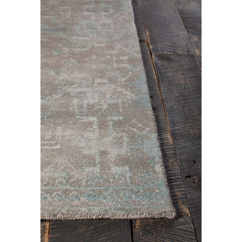 Tapis à médaillon en laine délavé et tissé à la main Statesboro, Rectangle 7 pi 9 po x 10 pi 6 po
