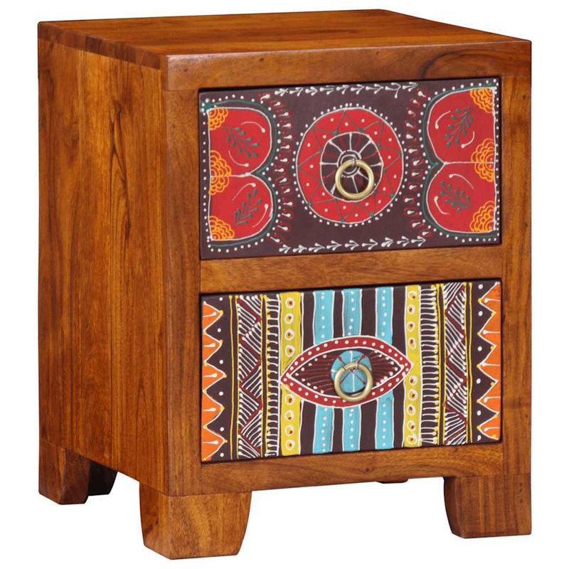 35cm W Solid Wood Bedside Table, 1