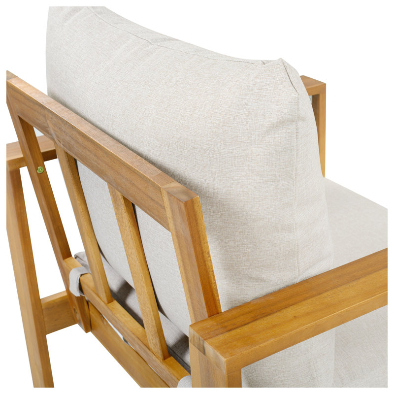 Ensemble de canapé modulaire d'extérieur 5 pièces en bois d'acacia avec coussins gris et beiges