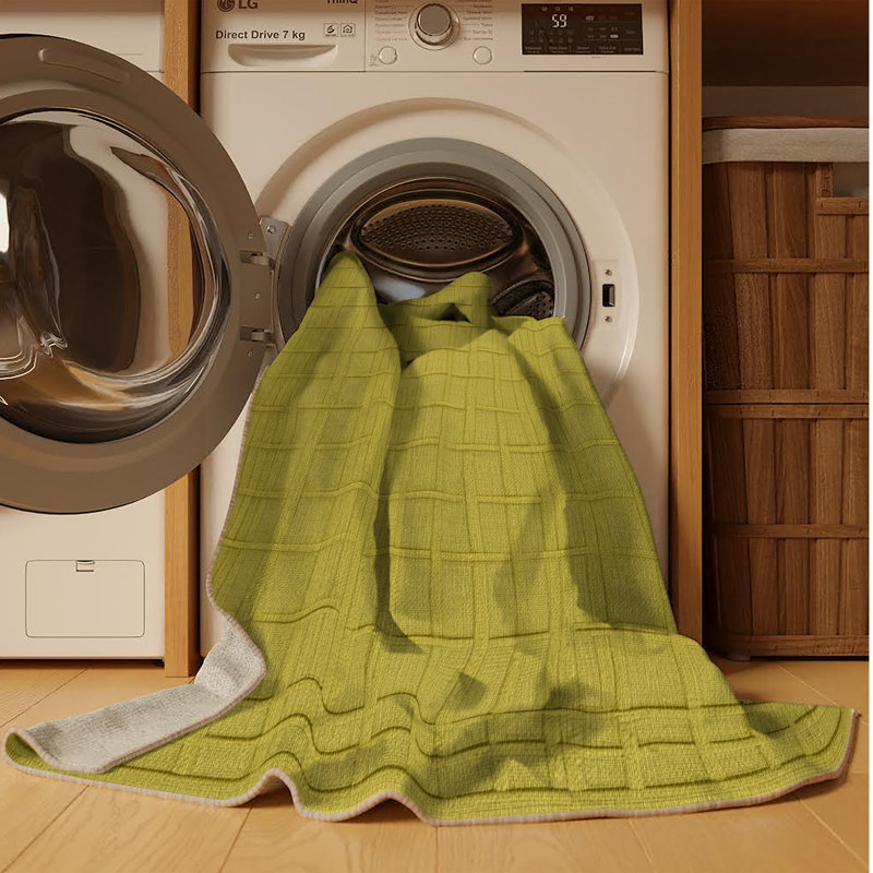 Tapis brun treillis lavable à la machine, Carré 4 pi