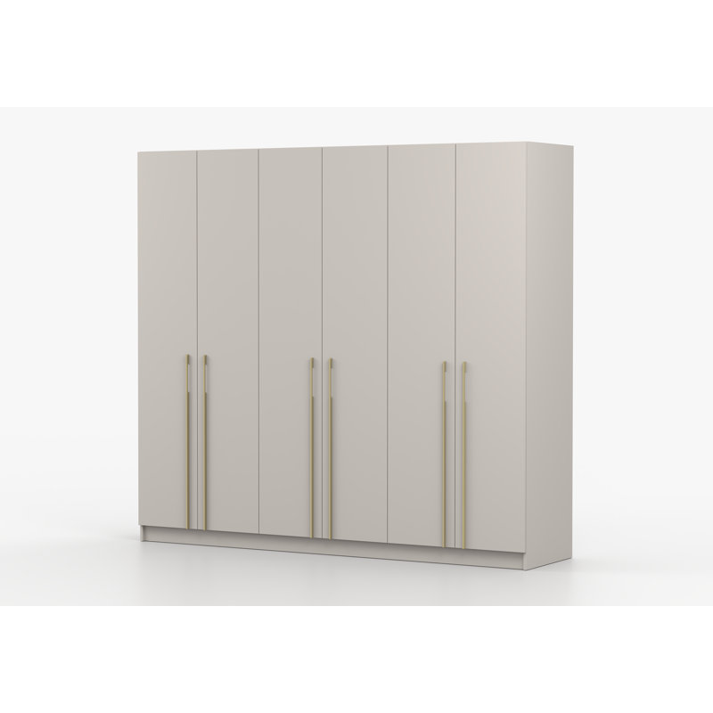 Demeta 6 Door Laminate Wardrobe, Kaszmir front/Kaszmir doors, gold handles