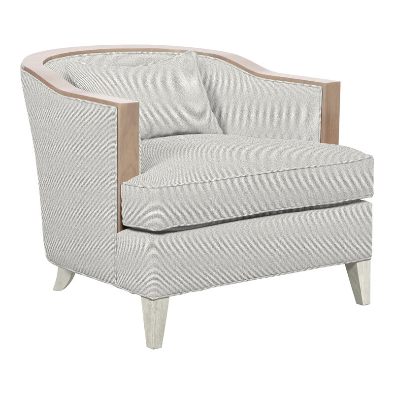 Thom Filicia Home Upholstered Barrel Chair, Wrenn, Callaloo Cotton Polyester Blend