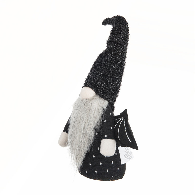 Charmant gnome noir en tissu 10 x 3 x 15,5 fabriqué à la main avec des ailes pour Halloween et décorations des Fêtes