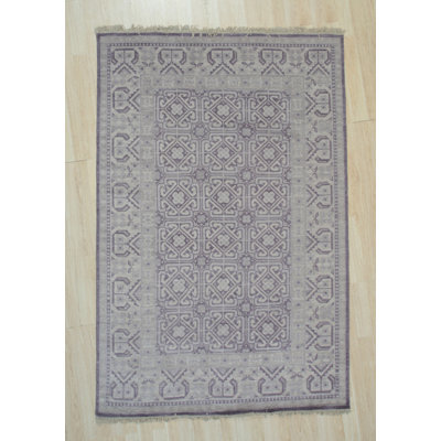 Amandeep Purple Hand Knotted Wool Traditional All Over Area Rug