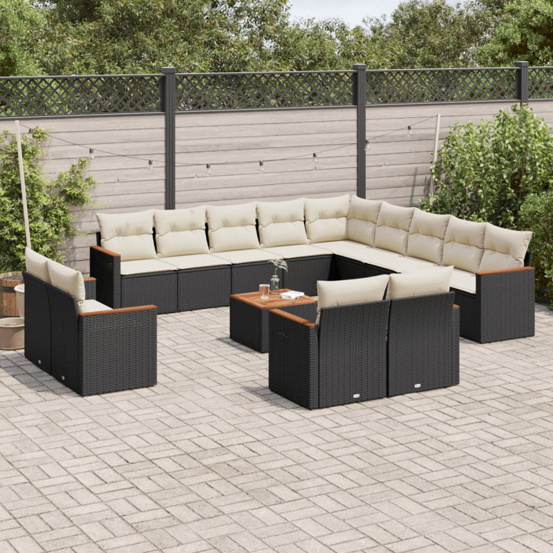 Ensemble de canapé de jardin Vidaxl noir, blanc crème